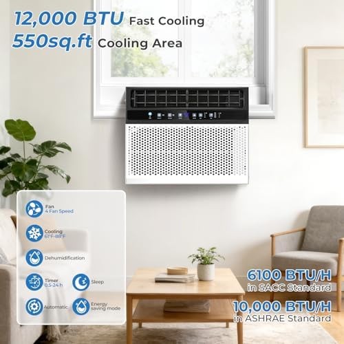 Electactic U-shaped Window Air Conditioner,AC Window Unit Cools Up 550 Sq.ft,…