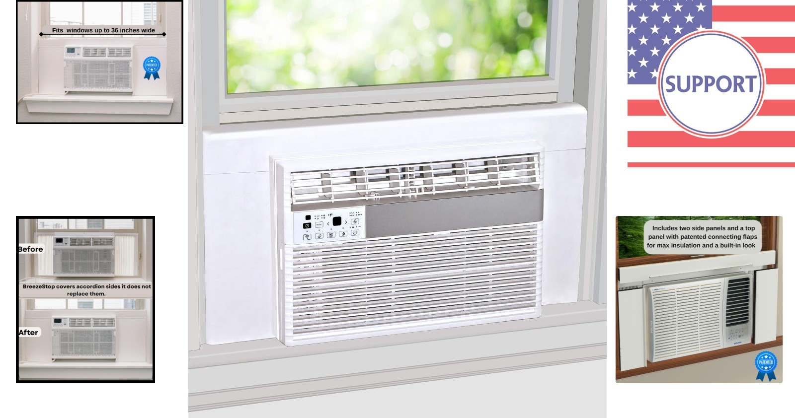 Energy-Efficient Window AC Insulation Panels – White Vinyl & Foam Design