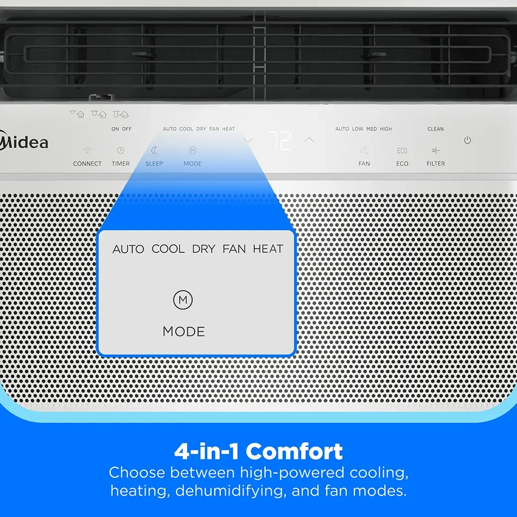 Midea 24,000 BTU DOE 4-in-1 1,400 sq. ft Window Smart Air Conditioner w/ Heat