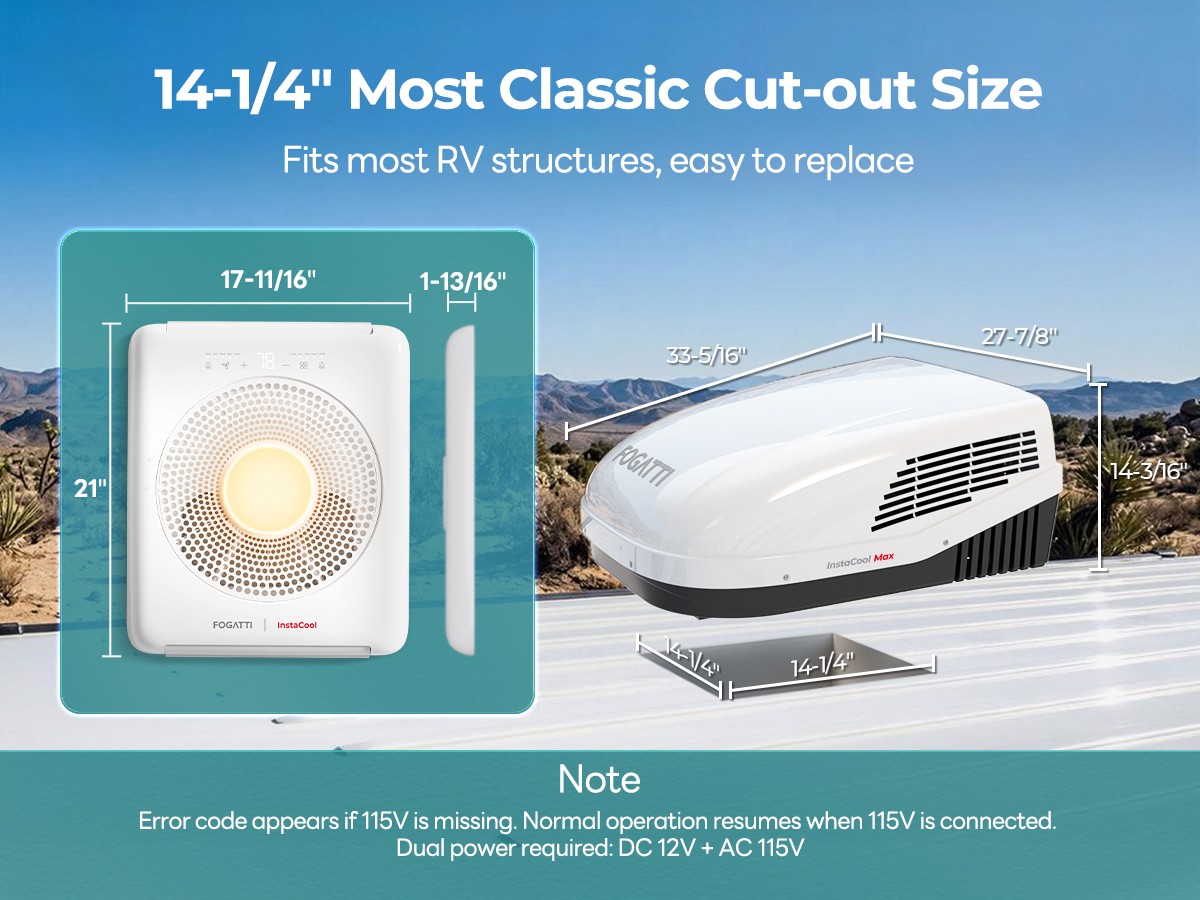 18K BTU RV Air Conditioner&Heat Pump 43dB Quiet Voice Control 14-1/4″ Roof Mount