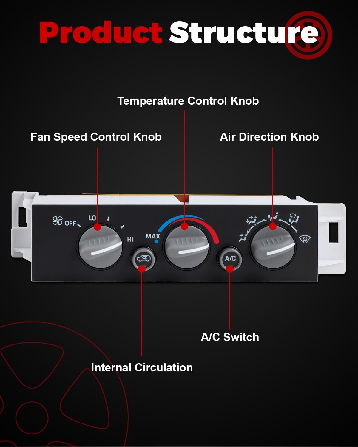 Front A/C Heater Climate Control Module Panel Without Rear Window Defogger Co…