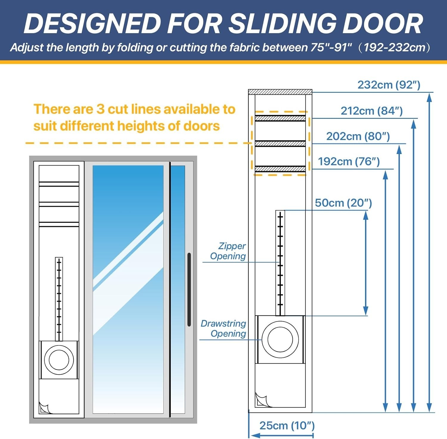 Effective Dual Hose AC Vent Kit – 100% Sealing Sliding Door Seal 10×91 Inch