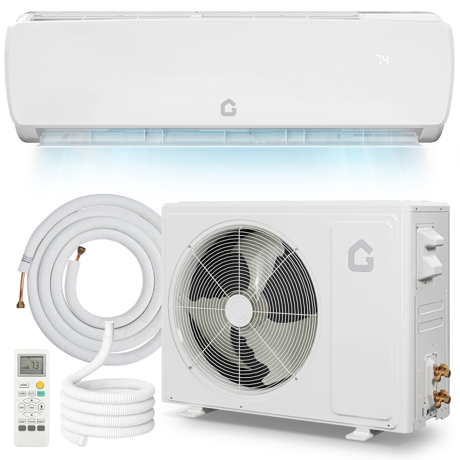 18000 BTU 19 SEER2 Ductless Mini Split Wall-Mounted Air Conditioner & Heater