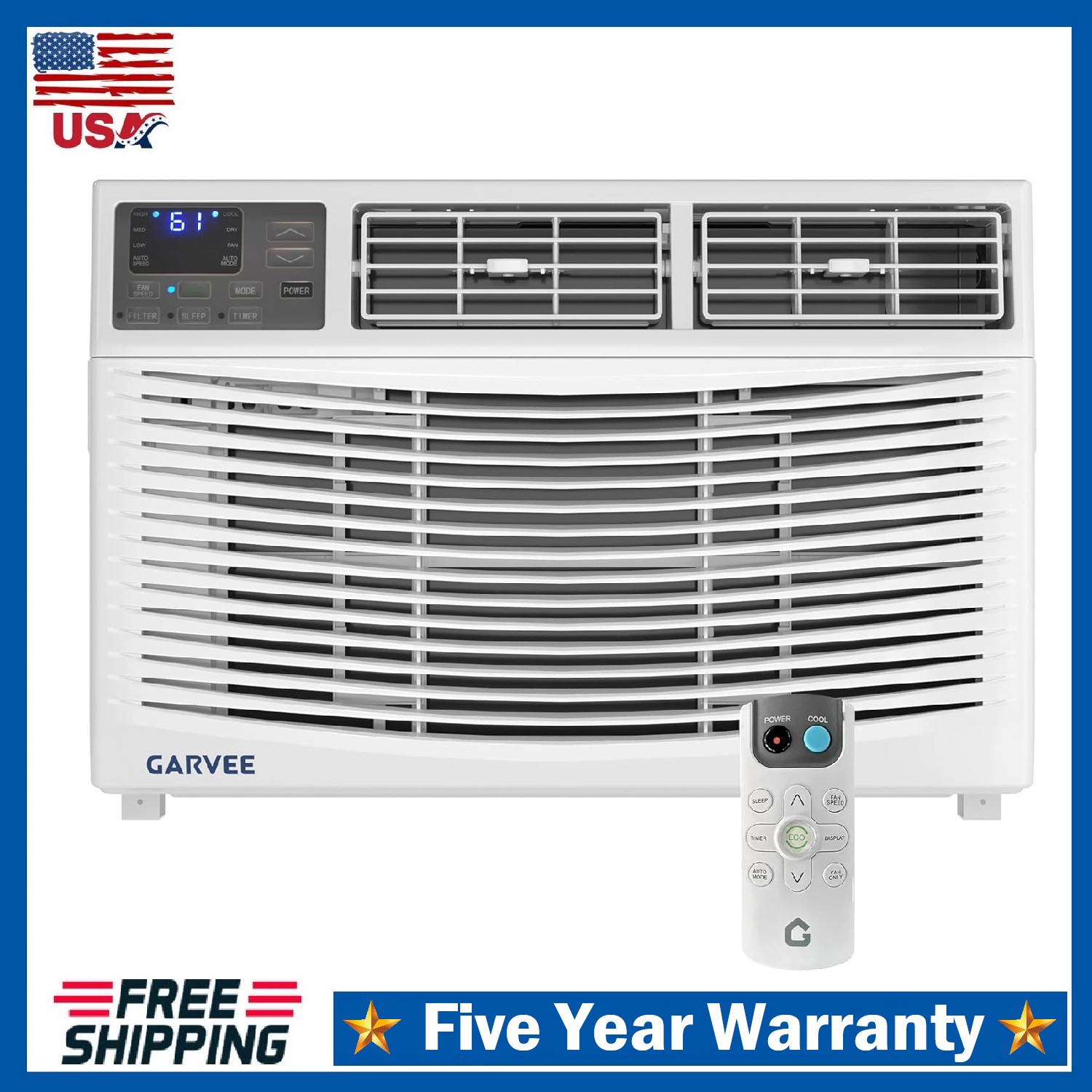 8000 BTU Window Air Conditioner Unit with Remote Control ,AC for Bedroom, Office