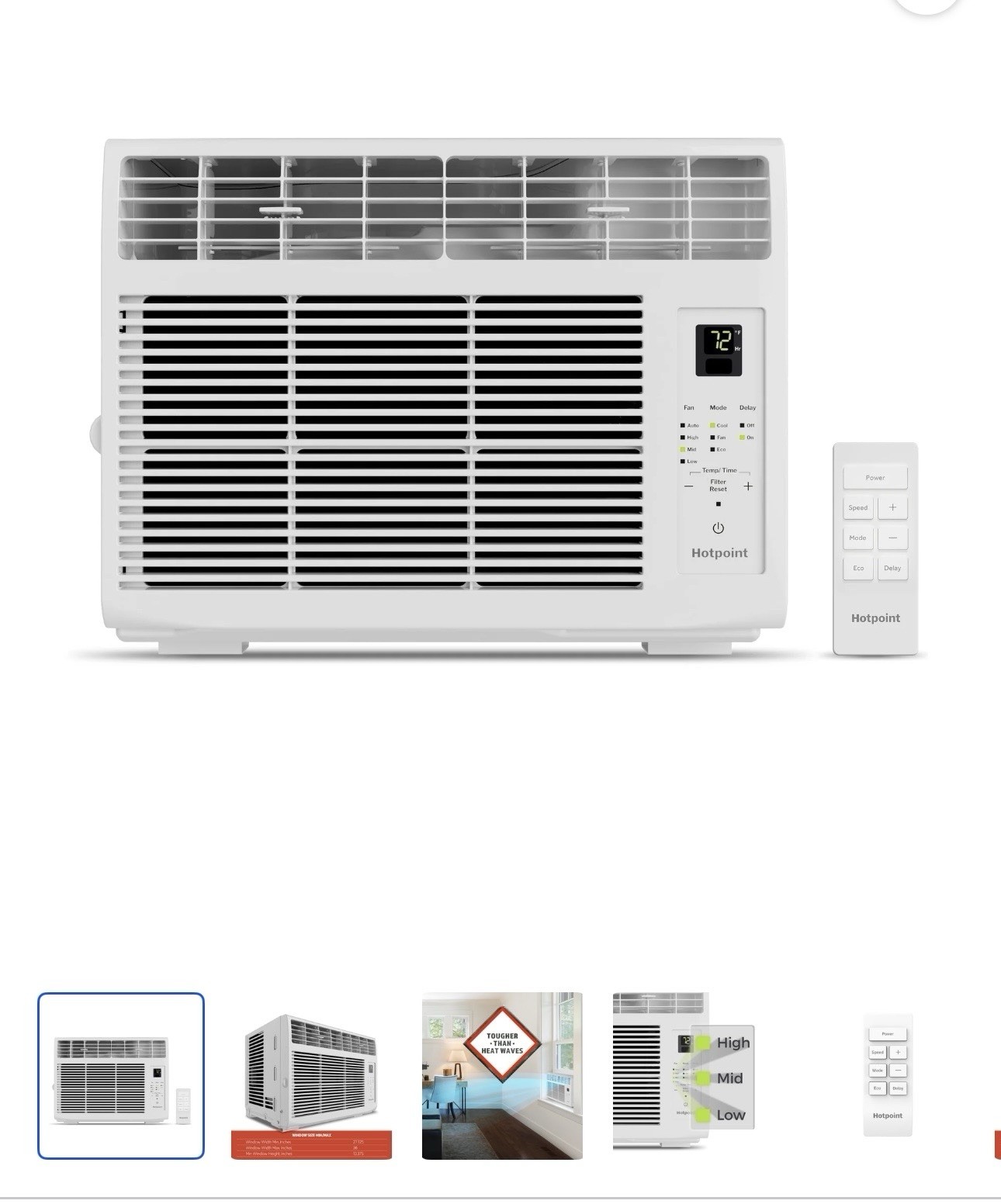 Hotpoint 6000 BTU Window AC Unit HWCS06BWW 115V Remote Included Cools 250 Sq Ft