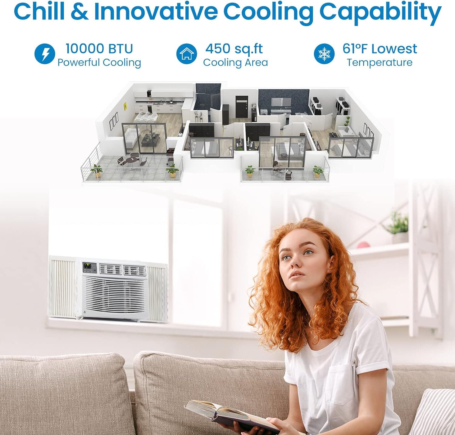 10000Btus Window Air Conditioner With Smart App Control & Dehumidification & Fan