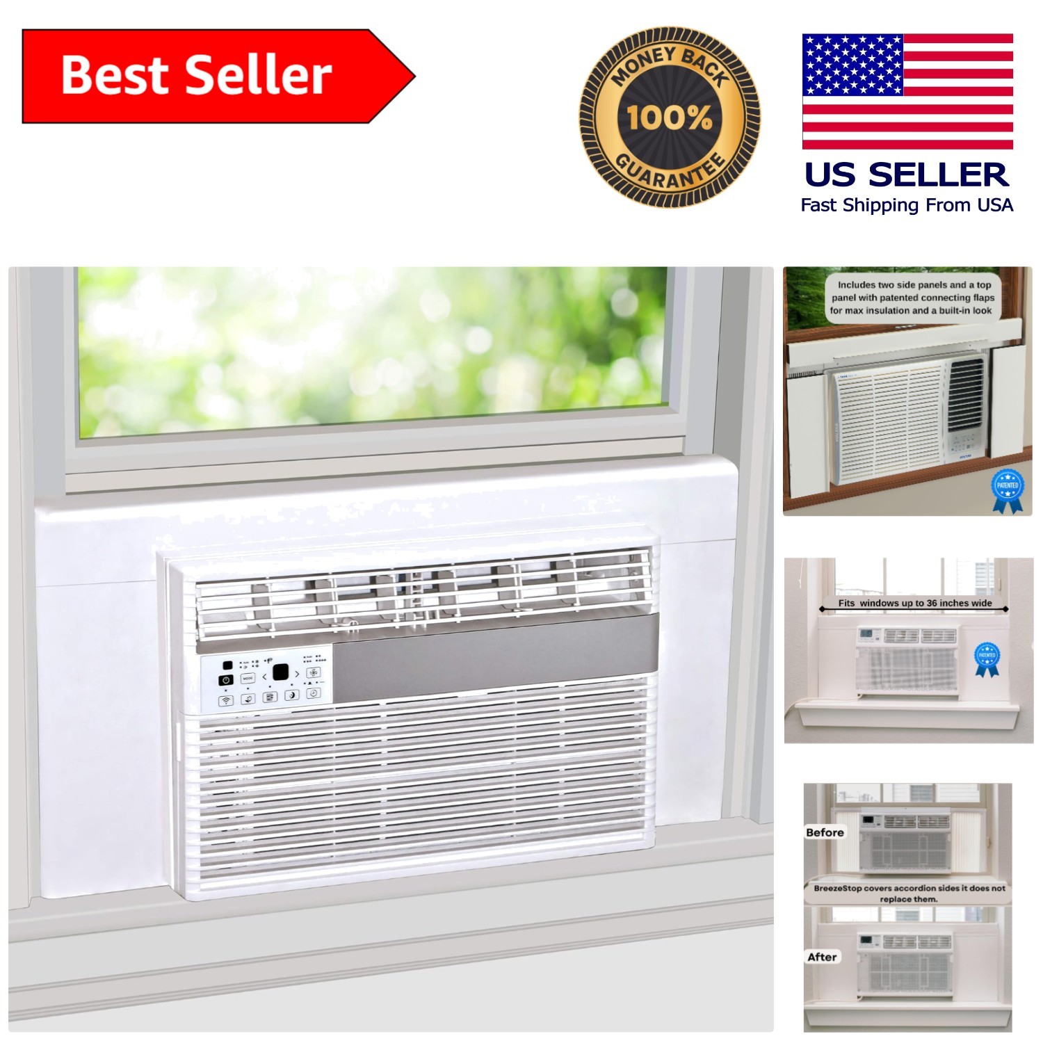 Energy-Efficient Window AC Insulation Panels – White Vinyl & Foam Design