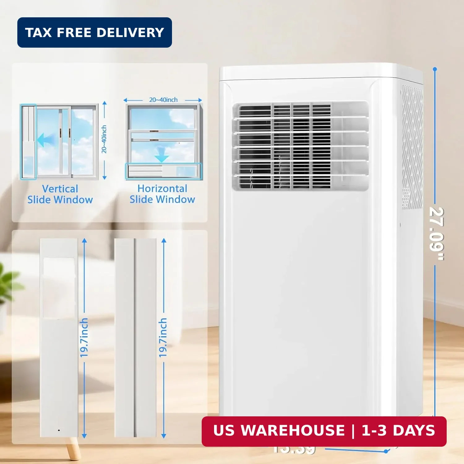 10000 BTU Portable Air Conditioner 4 Modes 550Sqft Remote Window Kit Set