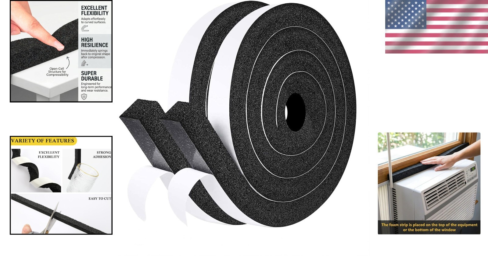 1-Inch Neoprene Foam Window Seal Kit – 13FT Weather Stripping for AC Units
