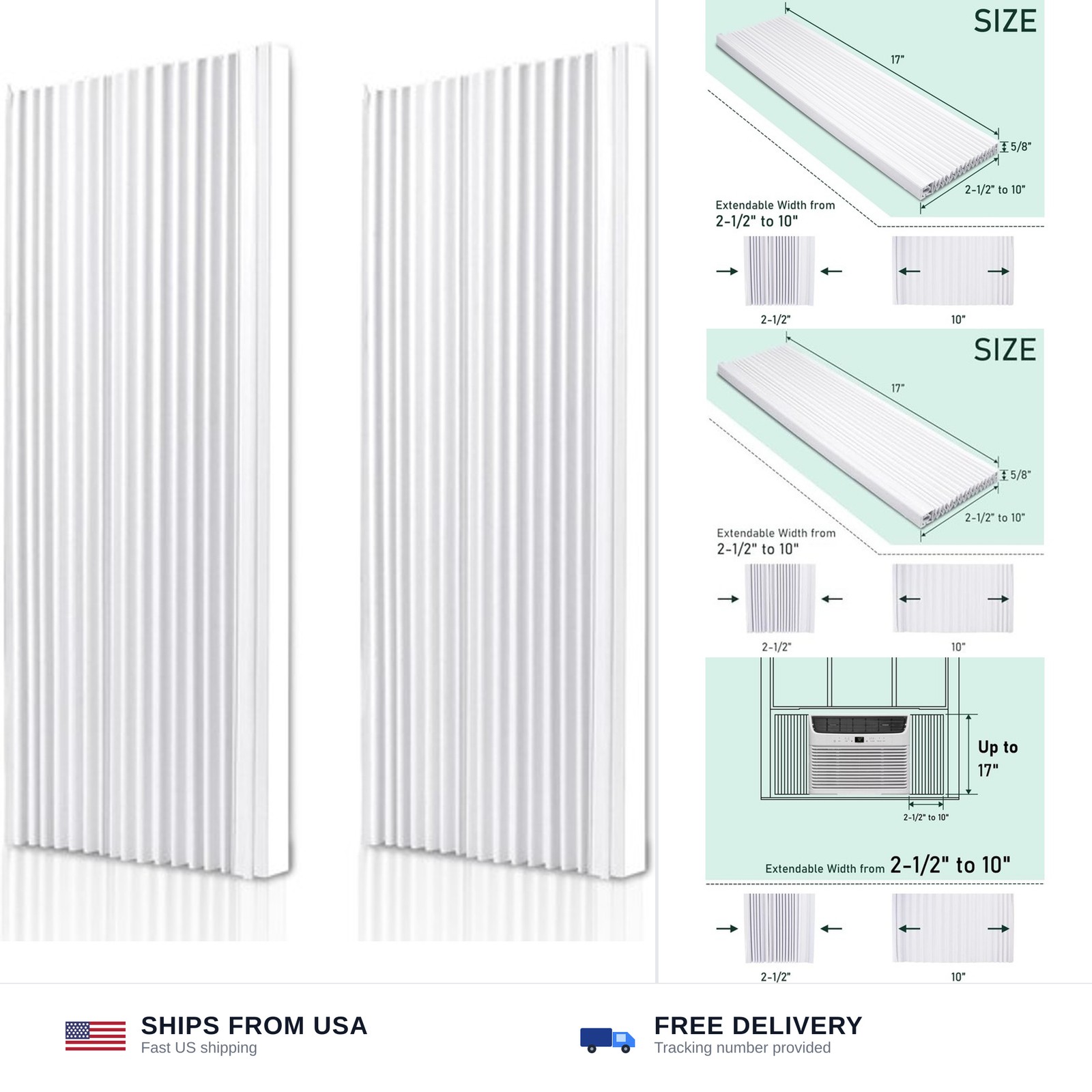 Flehomo Window Air Conditioner Side Panels with Double Layers, Adjustable Ins…