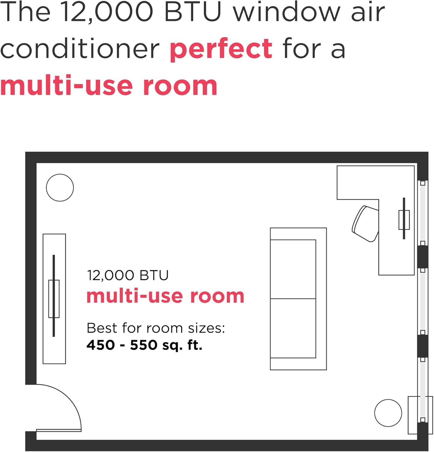 Frigidaire 12,000 BTU Window Air Conditioner with Remote Control, Cools up to 55