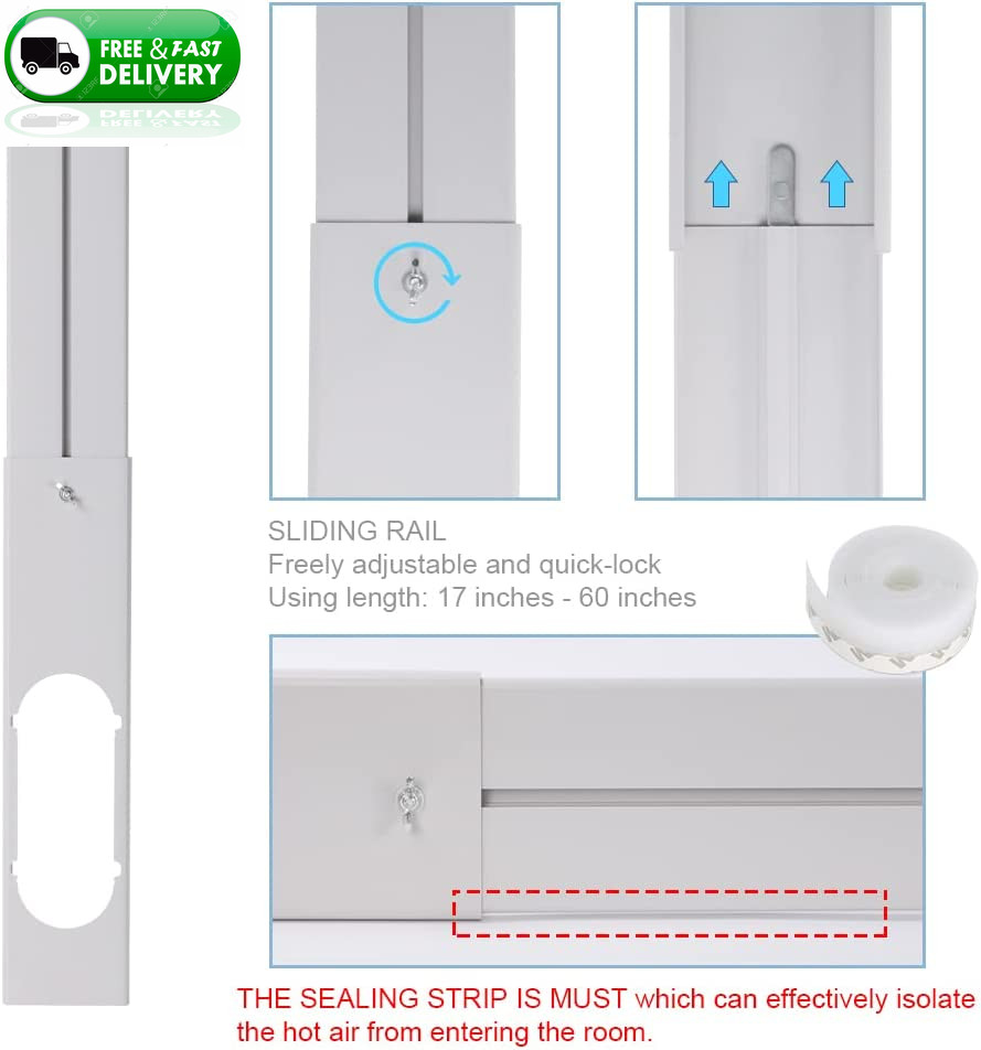 Portable AC Window Vent Kit with 5.9” Exhaust Hose Universal Window Seal Kit