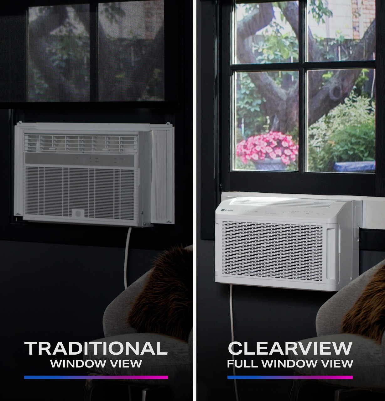 GE ClearView Window AC 6100 BTU Smart Ultra Quiet Cools 250 sq.ft – Refurbished