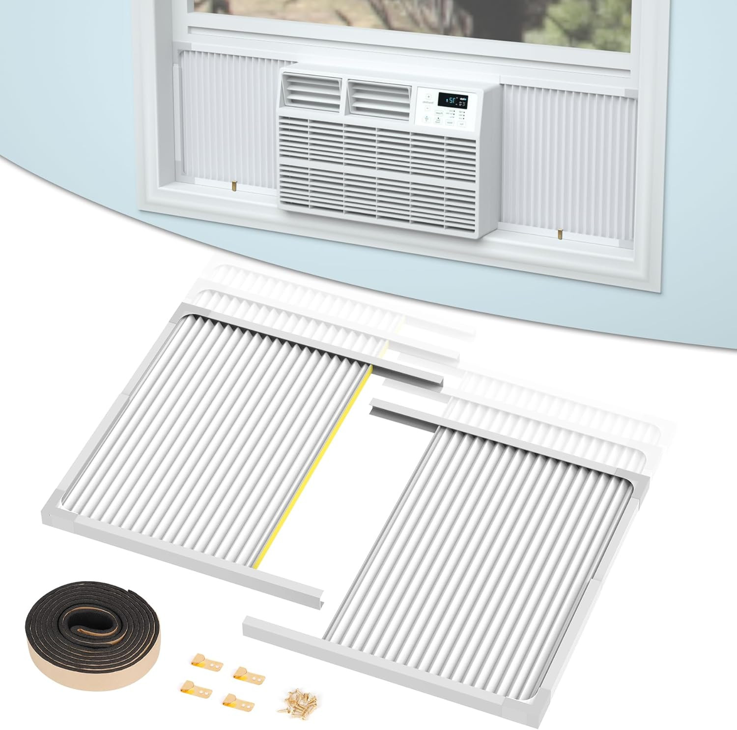 Window Air Conditioner Side Panels with Frame, Adjustable AC Side Panels for Mos