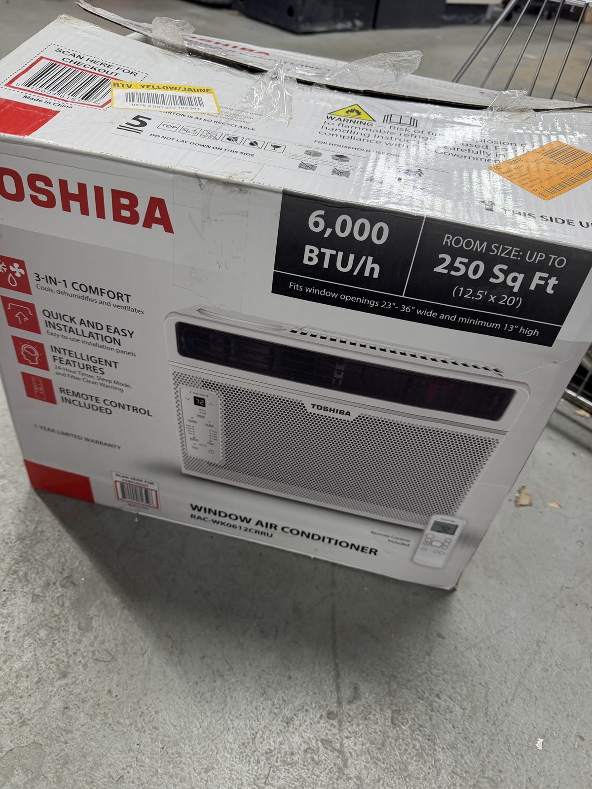 Toshiba 6000 BTU Window Air Conditioner Remote, 250 Sq Ft, RAC-WK0612CRRU