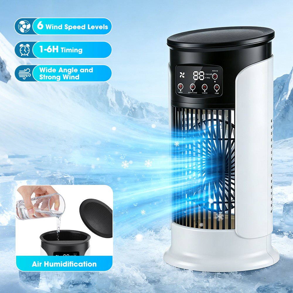6-Speeds Portable Air Cooler Fan 300ML Water Tank Ice Cold Cooling Conditioner