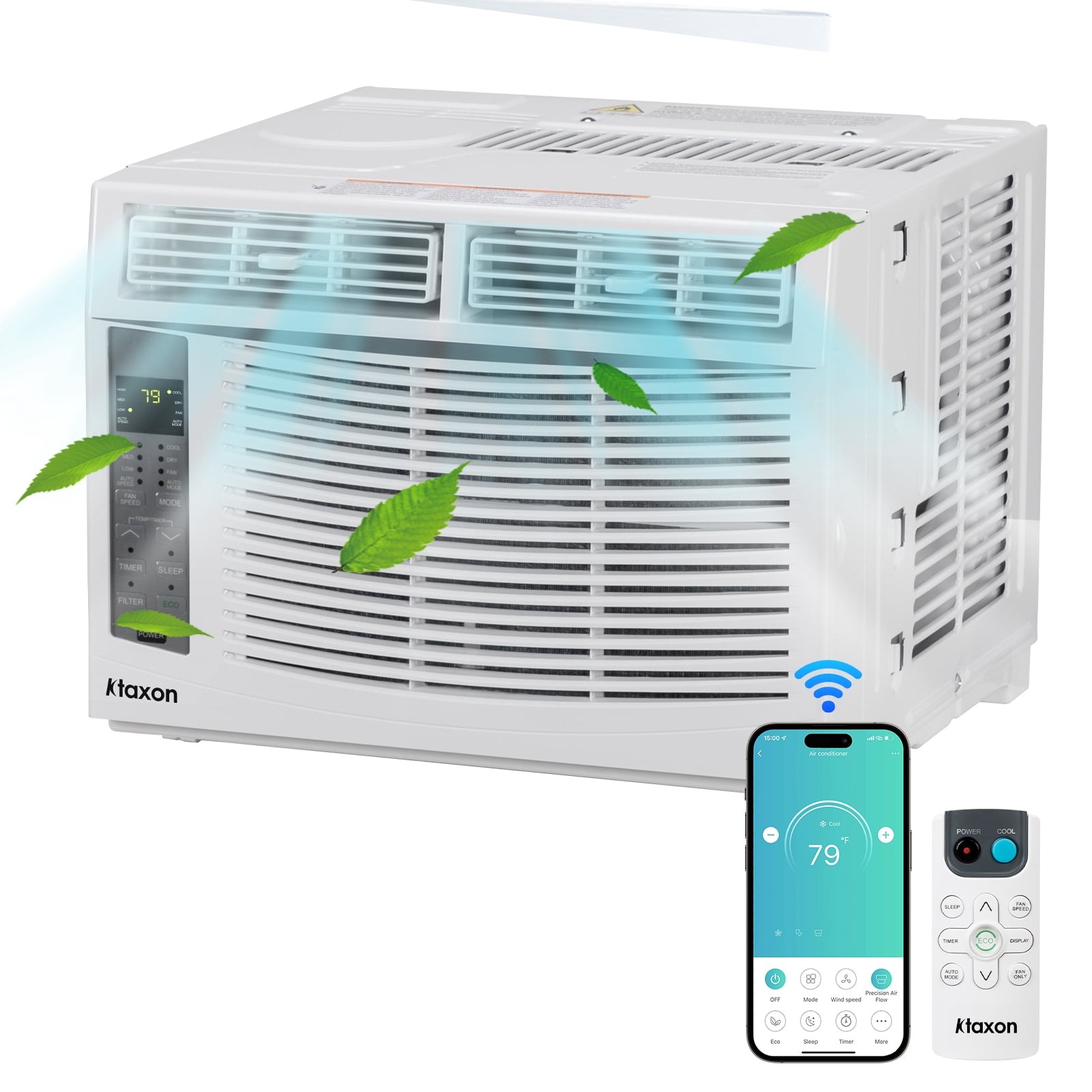 6000 BTU Window Air Conditioner Cool to 250 sq ft Intelligent, WIFI LED,Remote C