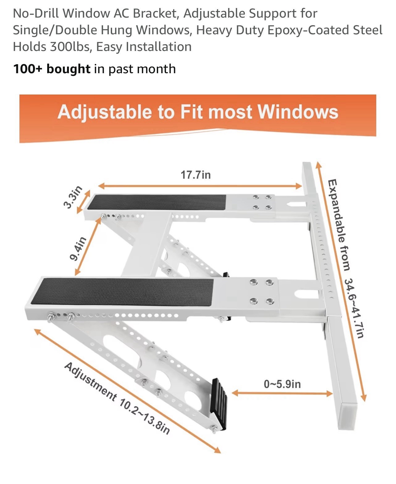 CAT SO RICH – NO DRILLING – AIR CONDITIONER SUPPORT BRACKET- ADJUSTABLE FITTING