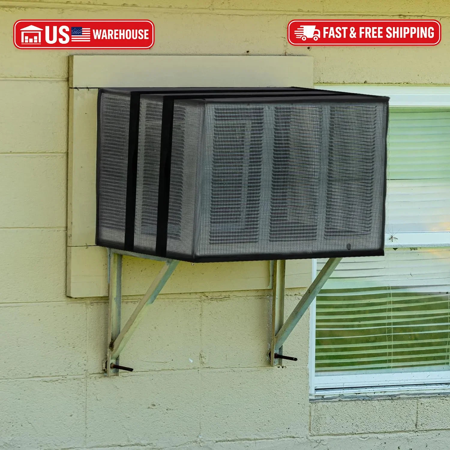 Luxiv Newest Design Mesh Window Air Conditioner Cover Outdoor, Support Window AC