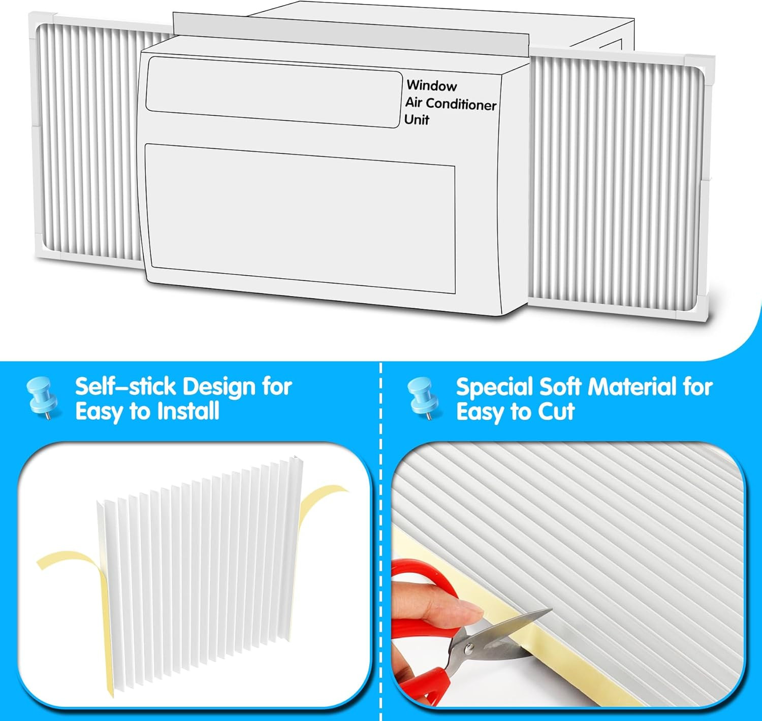 Window Air Conditioner Side Panels with Frame, Adjustable AC Side Panels for Mos