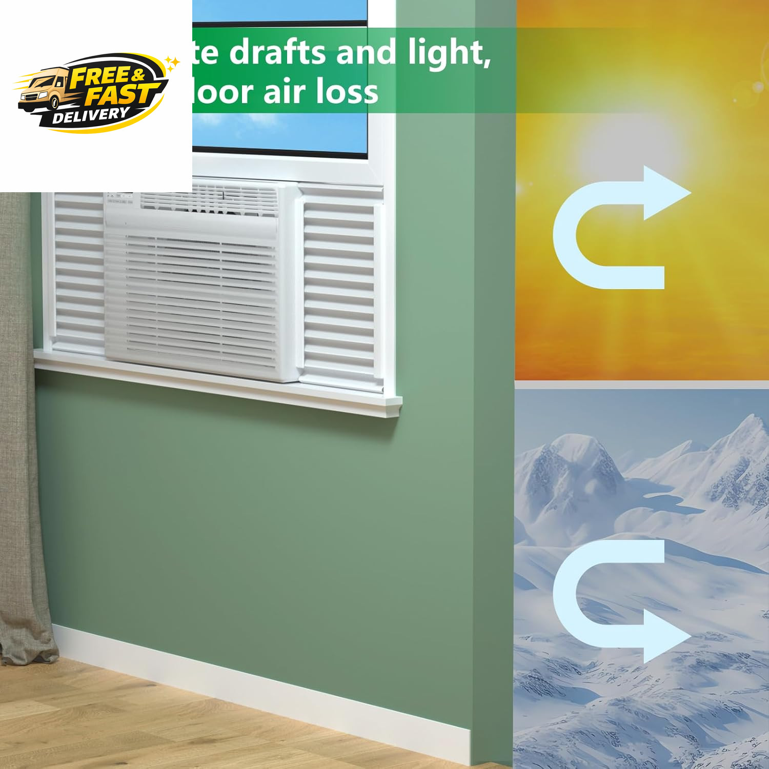 Window AC Insulated Foam Panels, Full Surround Seal Panels for Summer Cooling &