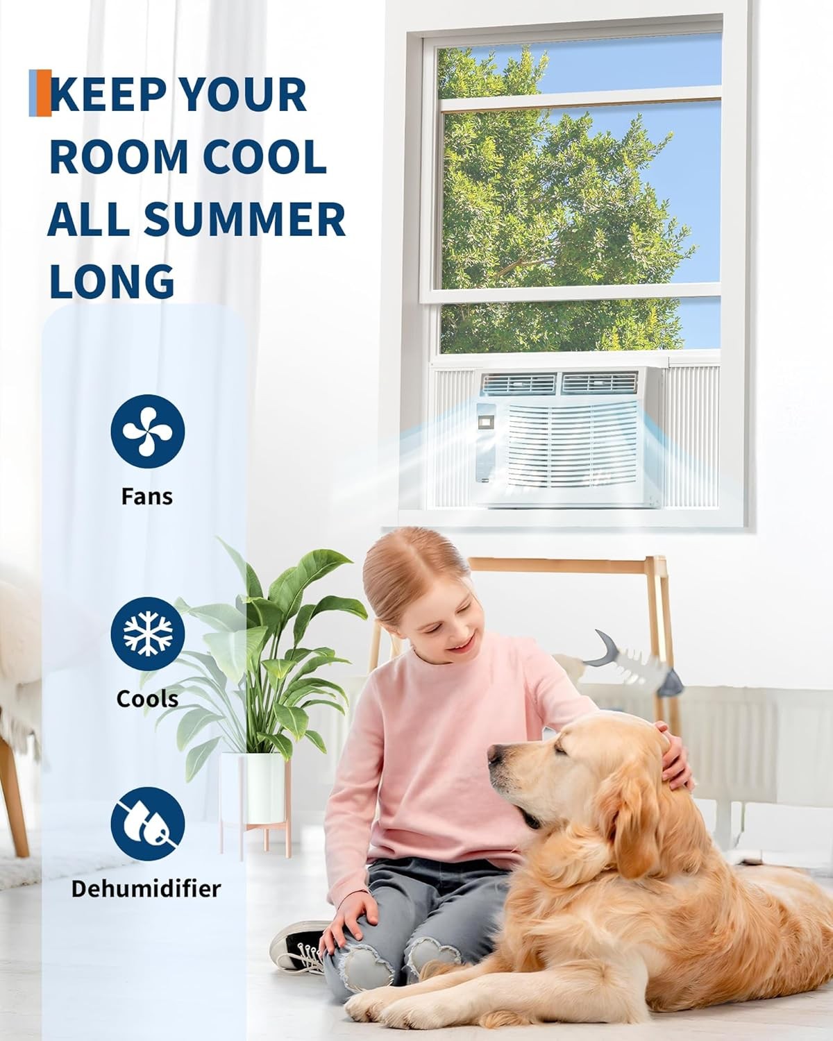 6000 BTU Window Air Conditioner with WiFi, 3 in-1 Energy Saving Window AC Unit