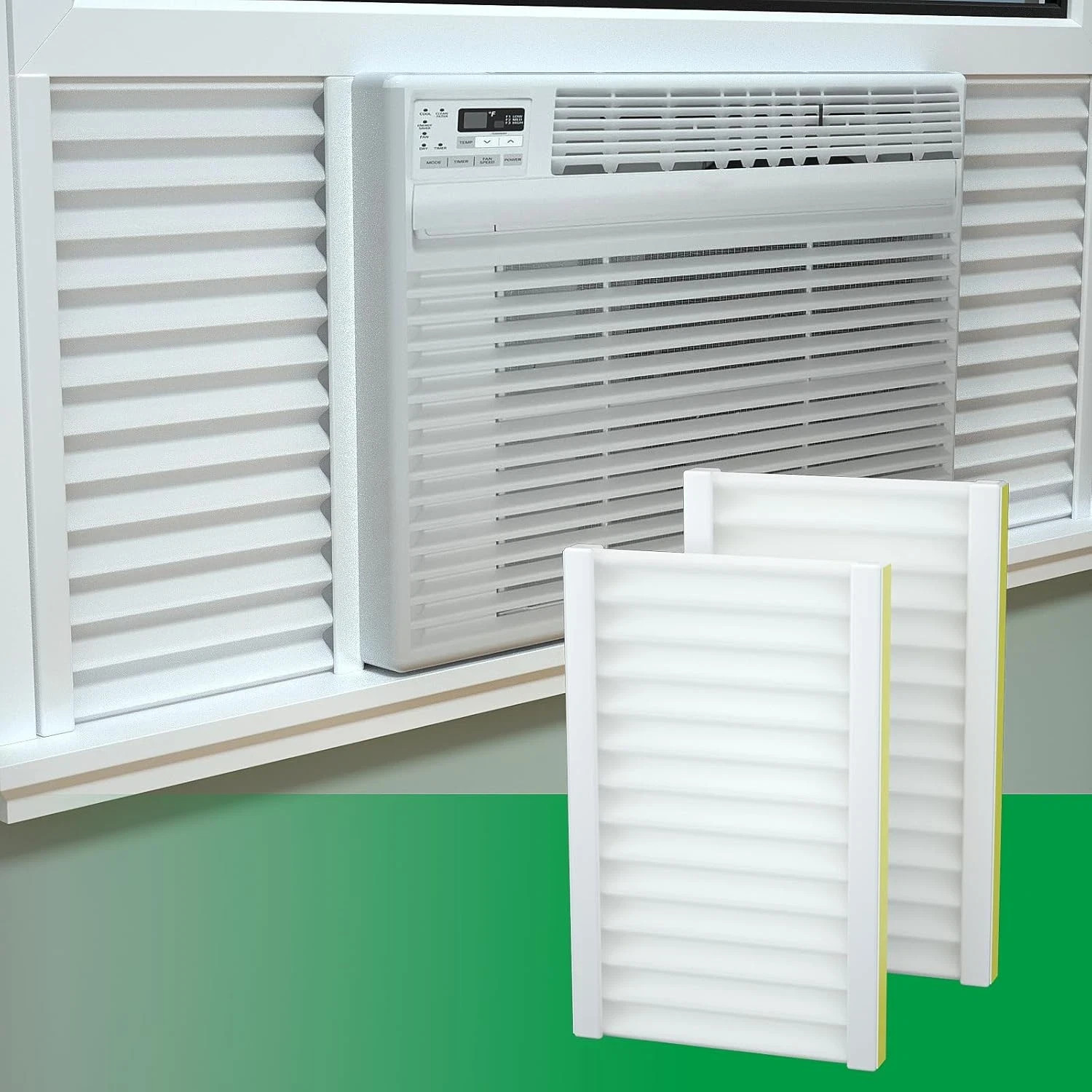 Window AC Insulated Side Panel Kit – 2-Pack with Pressure Strips (White)