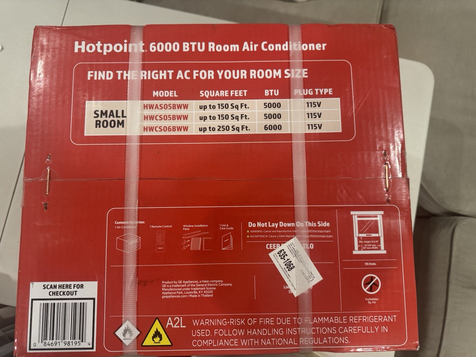 Hotpoint 6000 BTU Window AC Unit HWCS06BWW 115V Remote Included Cools 250 Sq Ft