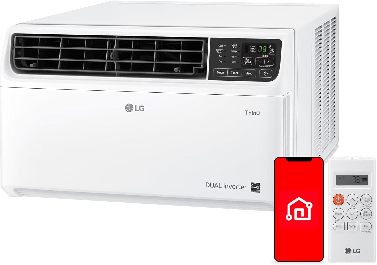 LG 6000 BTU Window Air Conditioner Energy Saving Dual Inverter, Remote Control,