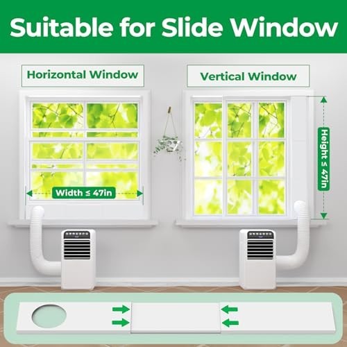 Portable Air Conditioner Window Vent Kit 3 Pcs Adjustable Panels Mesh Bird