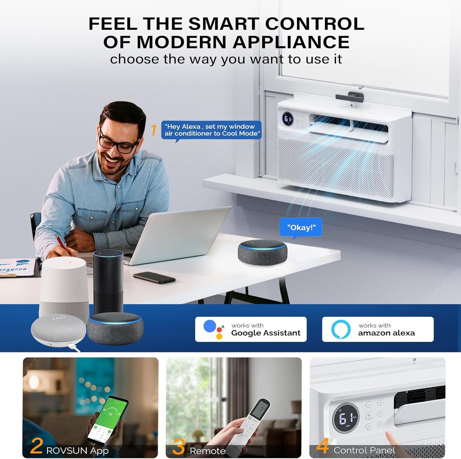 10000 BTU Inverter Window Air Conditioner Wi-Fi Enabled 115V AC Unit With Remote