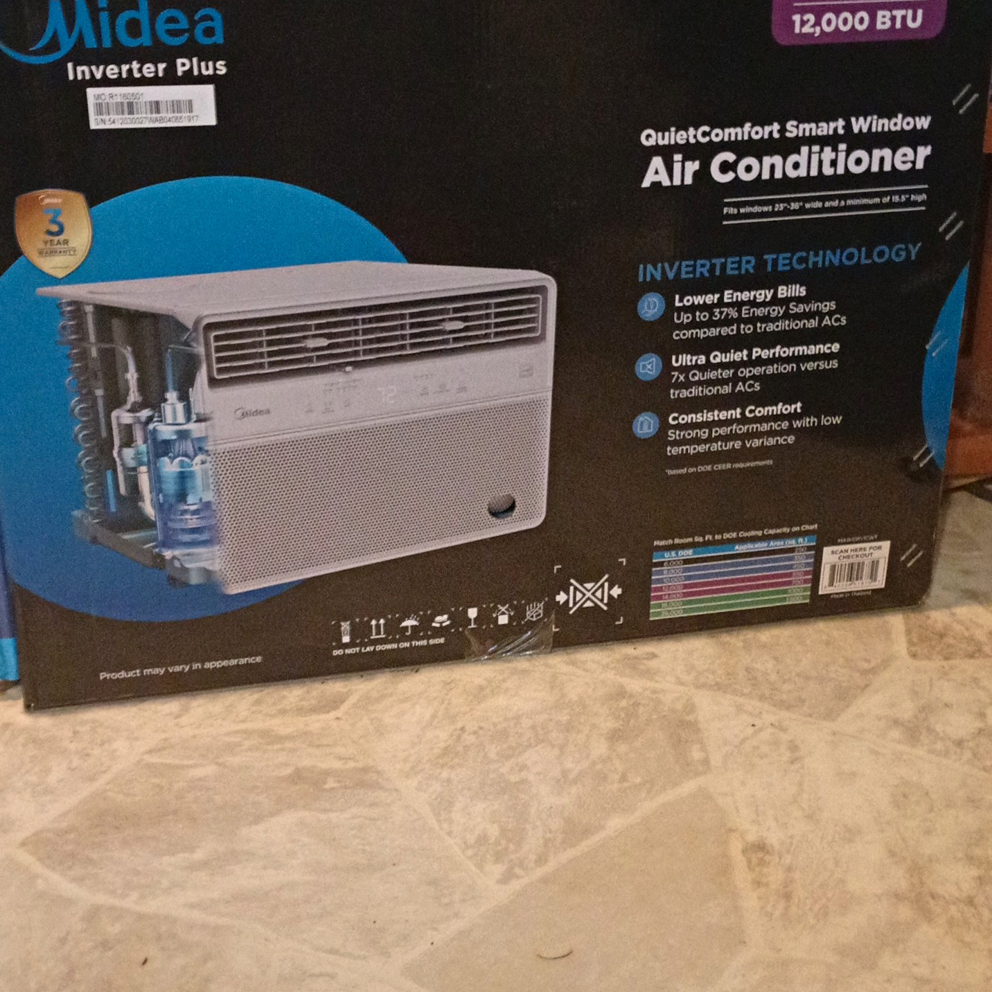 Midea Smart Inverter Window AC 12,000 BTU White Wi-Fi Alexa MAW12S1WWT