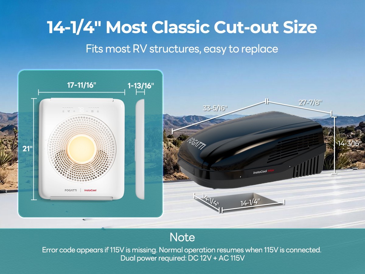 18K BTU Ducted RV AC & Heat Pump 43dB Quiet Voice Control 14-1/4″ Roof Mount