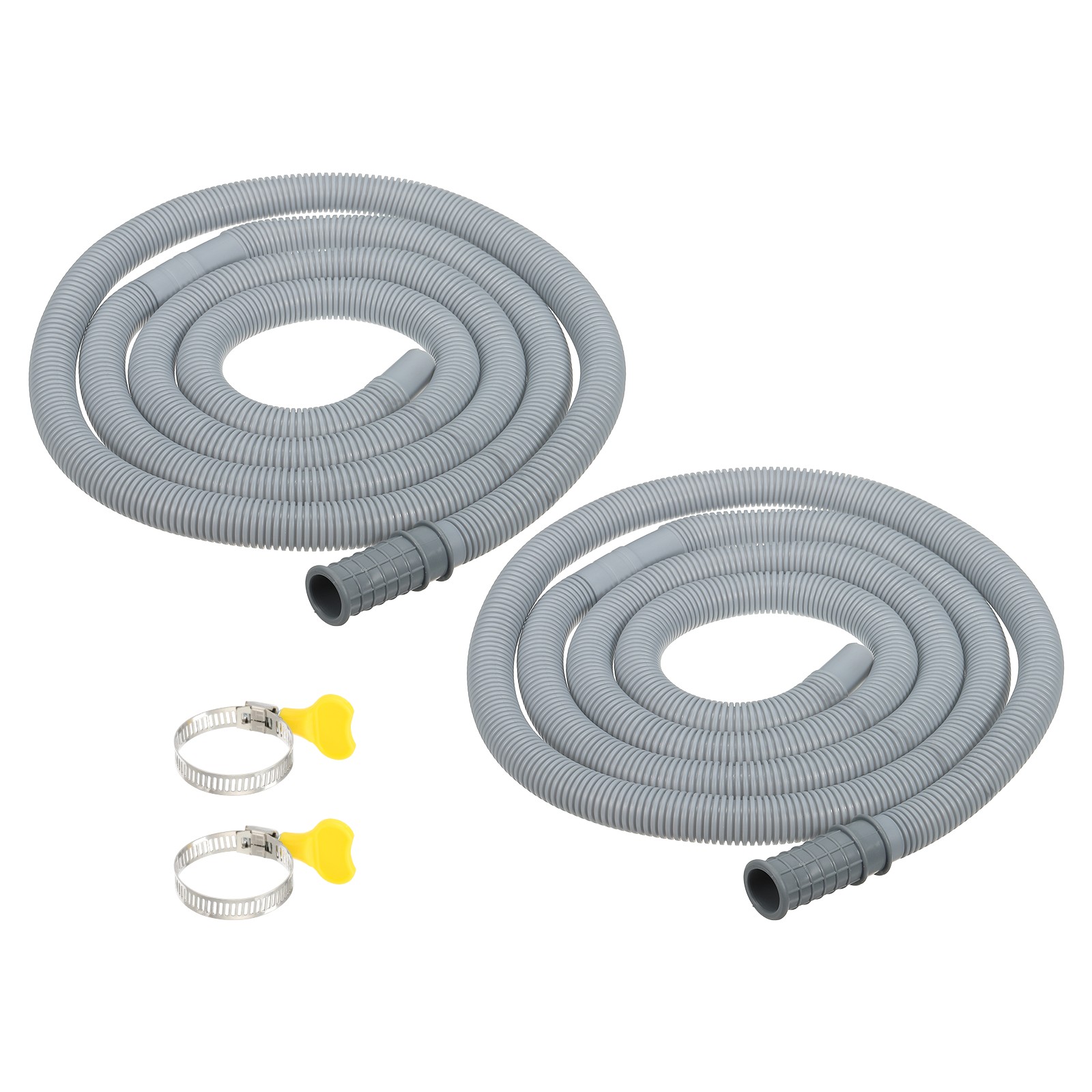 6.6Ft Air Conditioner Drain AC Drain Connector Hose with Clamp Gray 2Set