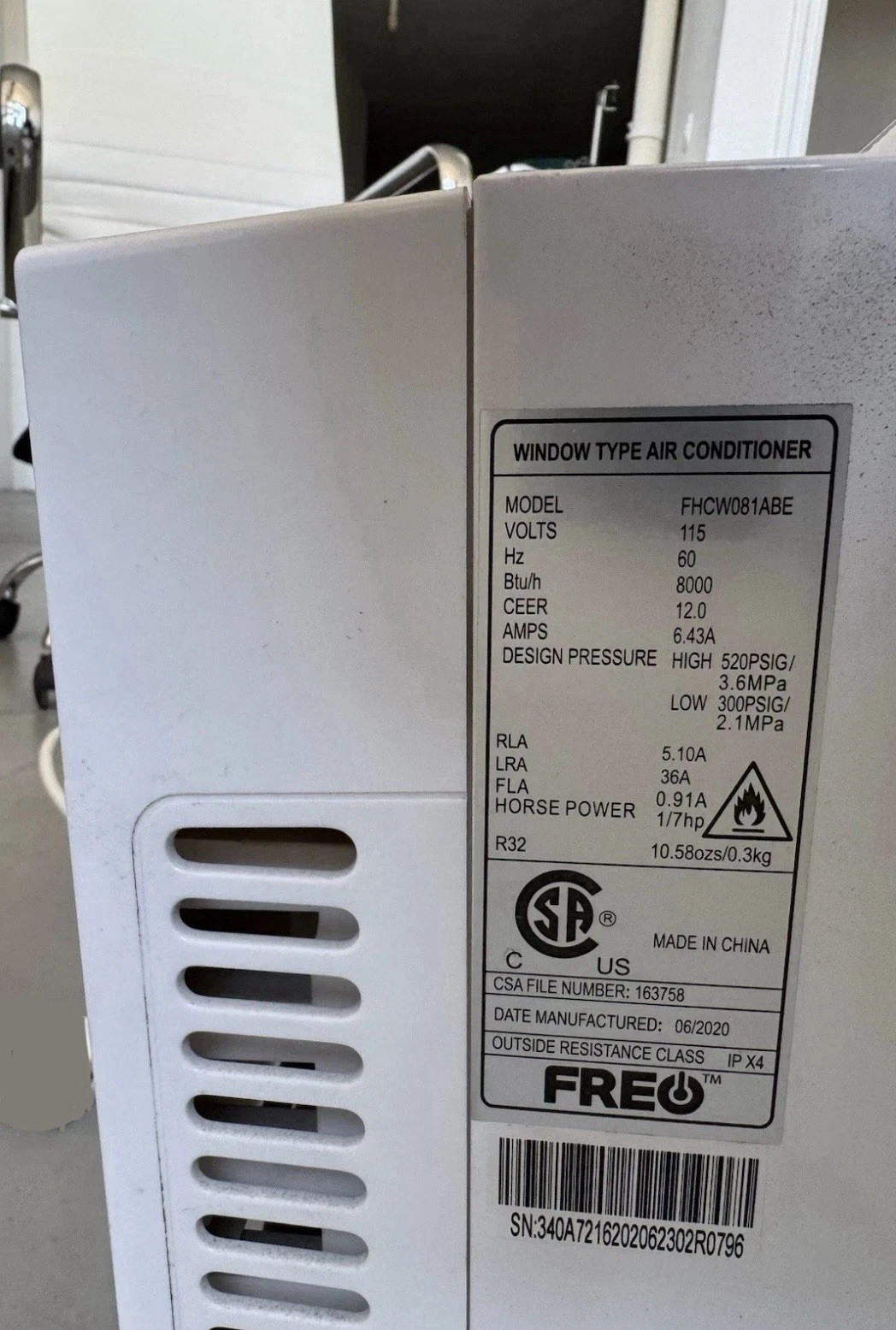 Freonic 8,000 BTU Window AC & Dehumidifier with Remote, Cools 325 Sq Ft