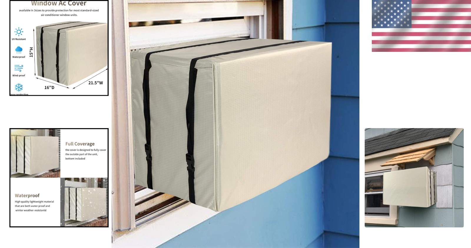 Stylish Beige Air Conditioner Cover for Outside Window Units – 3000-7000 BTU