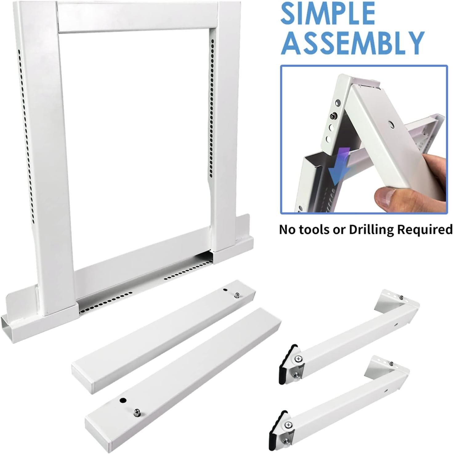 No Drilling AC Bracket – Heavy Duty Alloy Steel, Fits Most Windows, 22-38 in