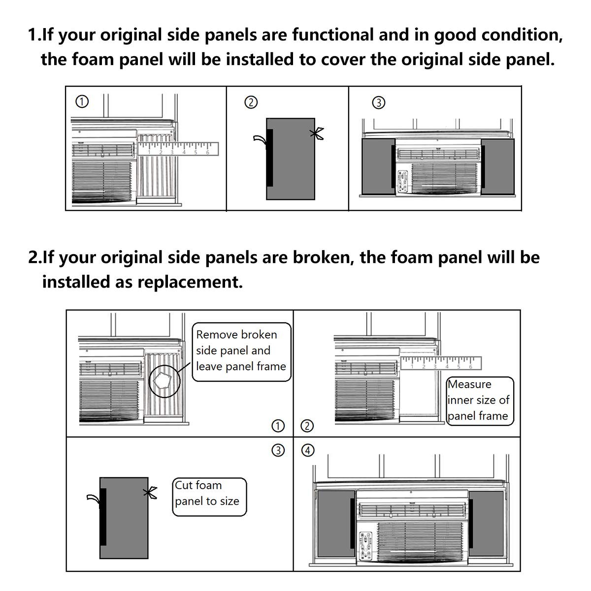 Window Air Conditioner Foam Insulation Panels AC Side Panels Insulating Kit