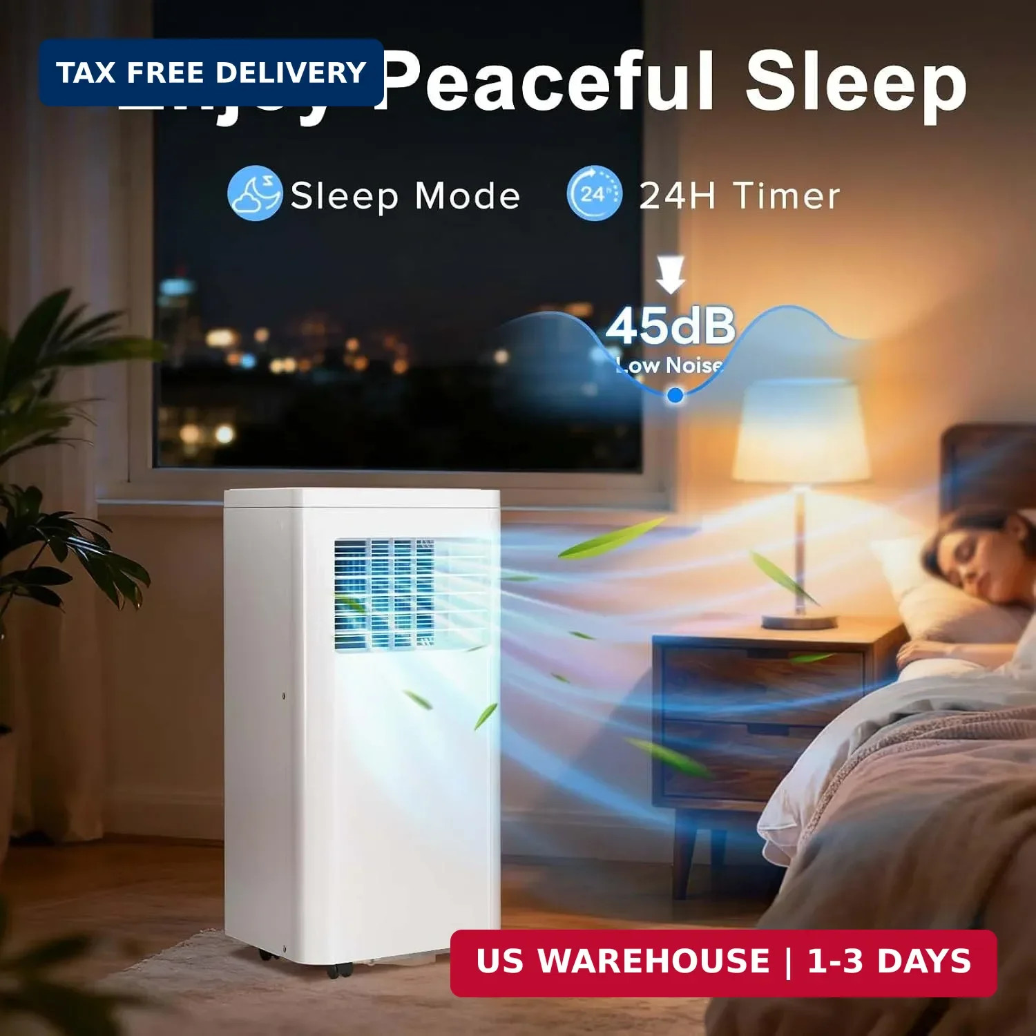 10000 BTU Portable Air Conditioner 4 Modes 550Sqft Remote Window Kit Set