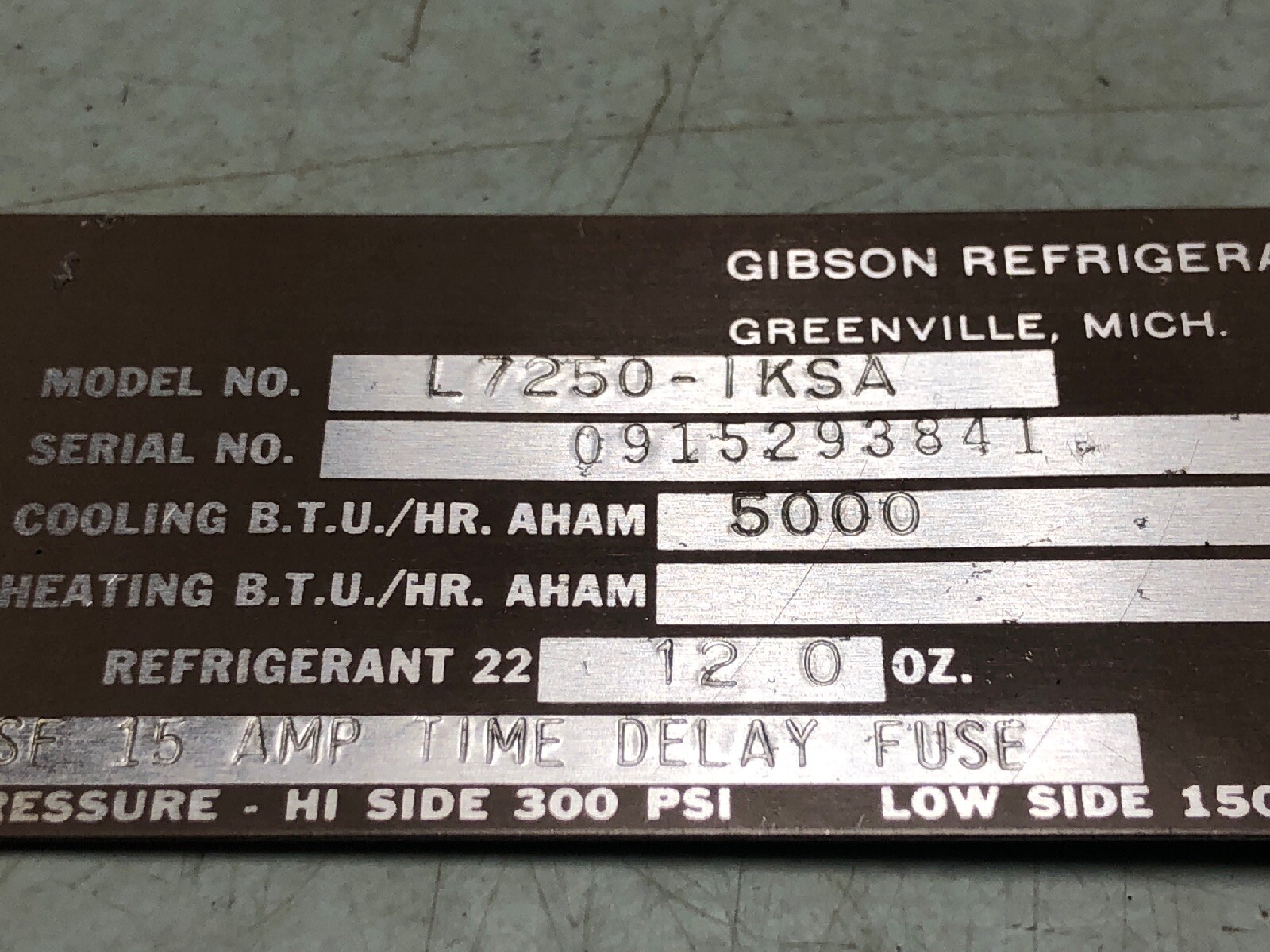 Gibson Air Condition Control Panel for Model L7250-1KSA 30 Day WTY