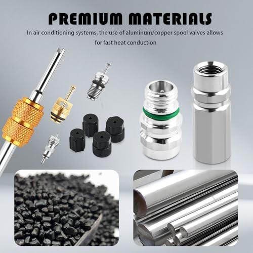 17PCS AC Valve Core Kit,All-in-One Portable AC Valve Core Removal Tool Kit