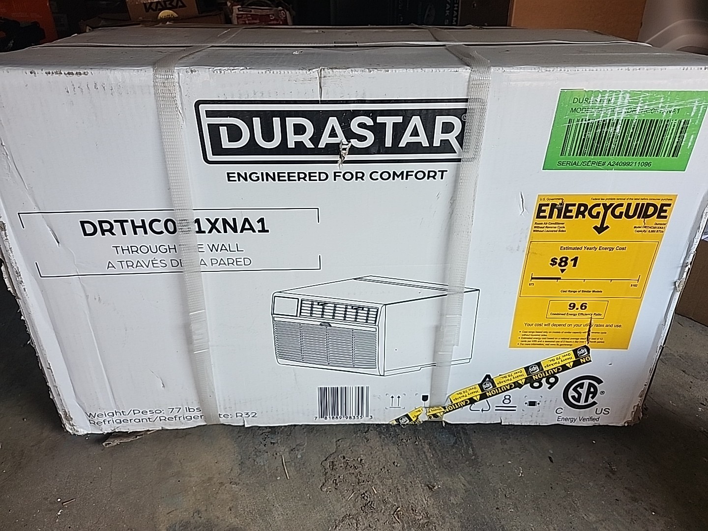 Durastar DRTHC081XNA1 8,000 BTU 115V Through the Wall Air – White