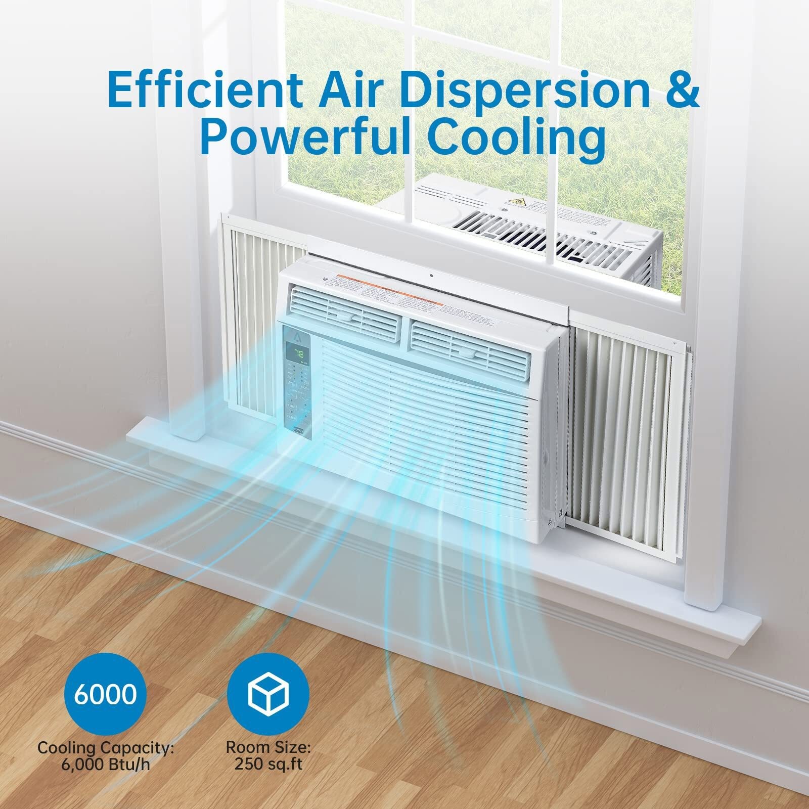 6000 BTU Smart AC Window Unit 115V Fast Cooling Energy Saving Dehumidify Mode