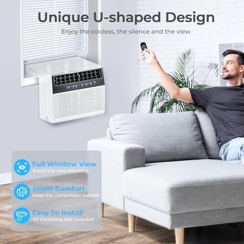 Electactic U-Shaped Window Air Conditioner, 12000BTU Window AC Units Cools up…