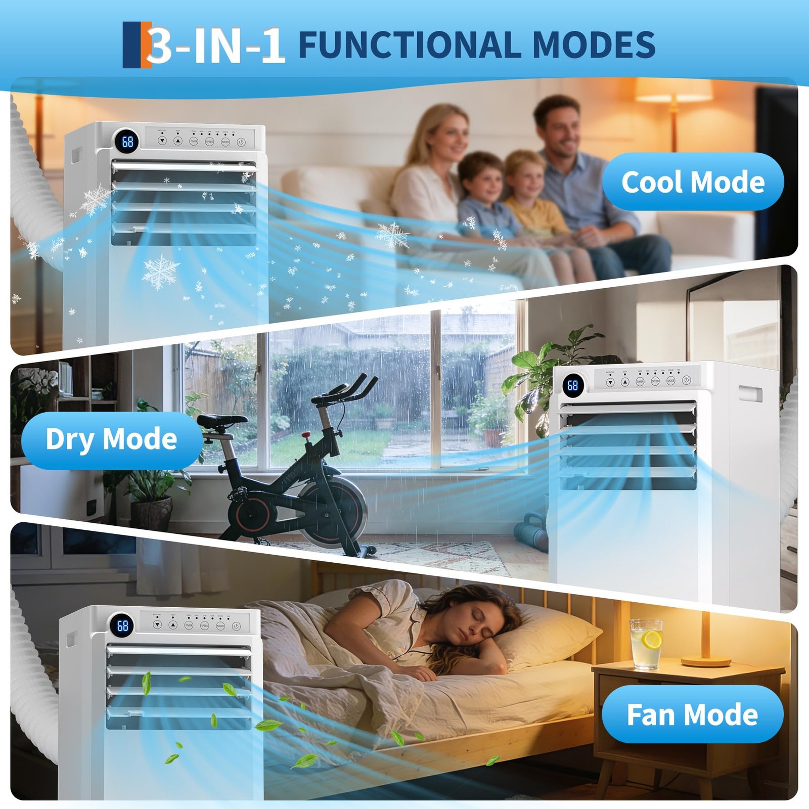Portable Air Conditioner 10000 BTU / 8000 BTU AC Unit Cooling Dehumidifier & Fan