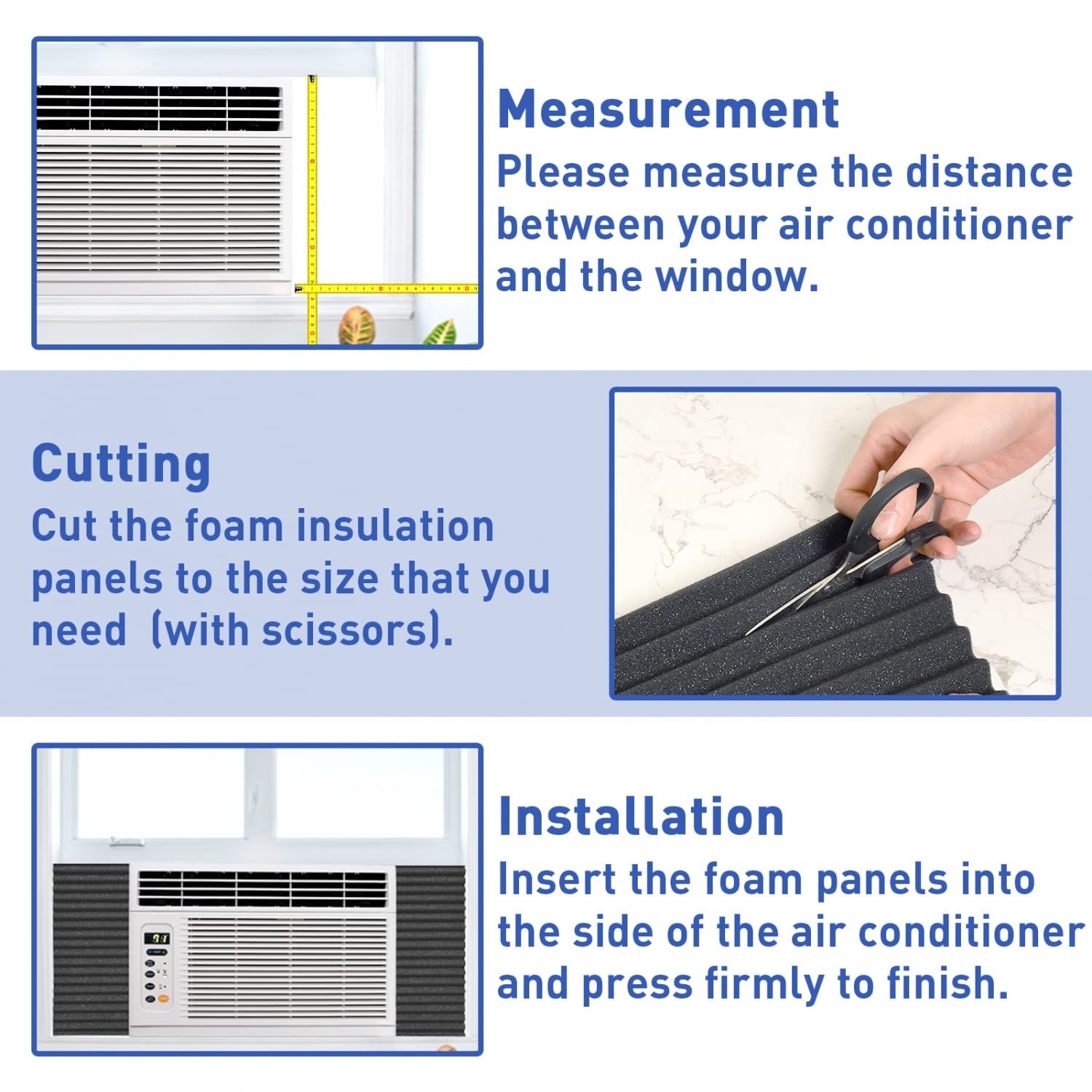 Window Air Conditioner Side Panels Foam Insulation Filler Seal Kit for AC Units