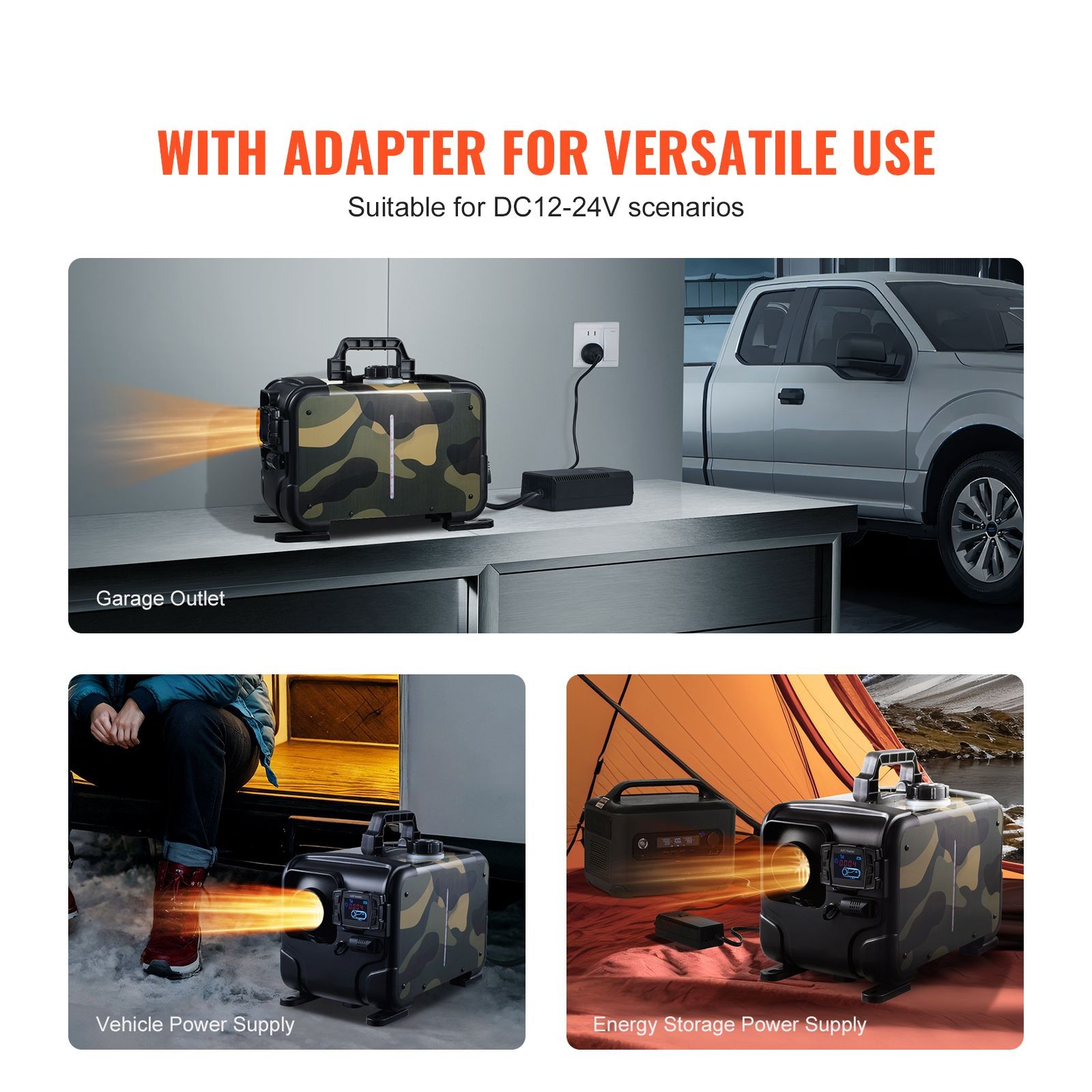 8KW Diesel Heater, 12V/ 24V, Bluetooth, Remote, CO Alarm, Portable for Vehicles