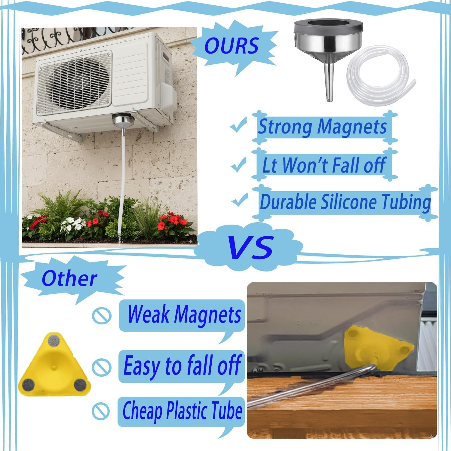 6Ft Magnetic Window Air Conditioner Drain Kit Universal Portable Air