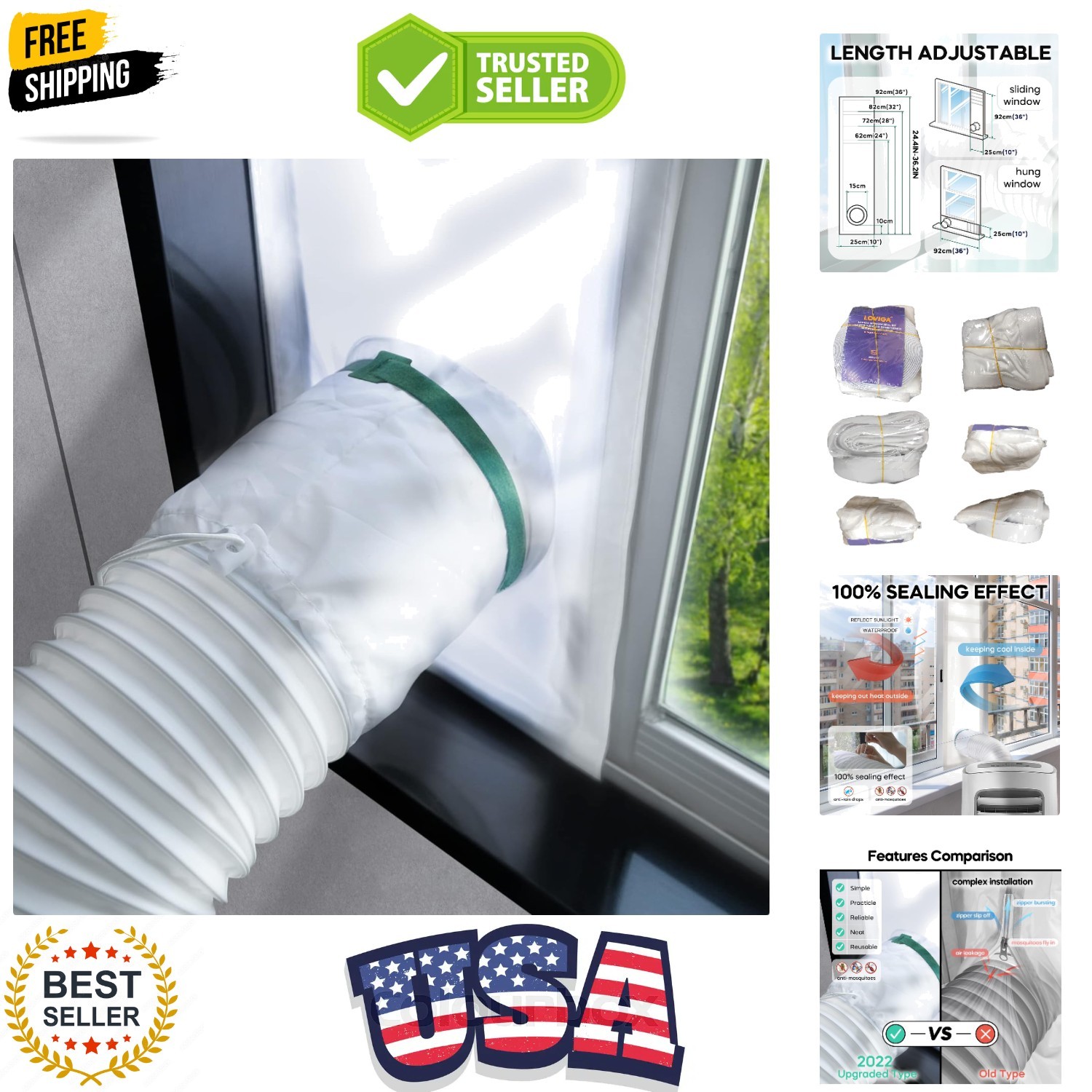 Window Seal for Portable Air Conditioner, 100% Sealing Effect AC Window Seal …