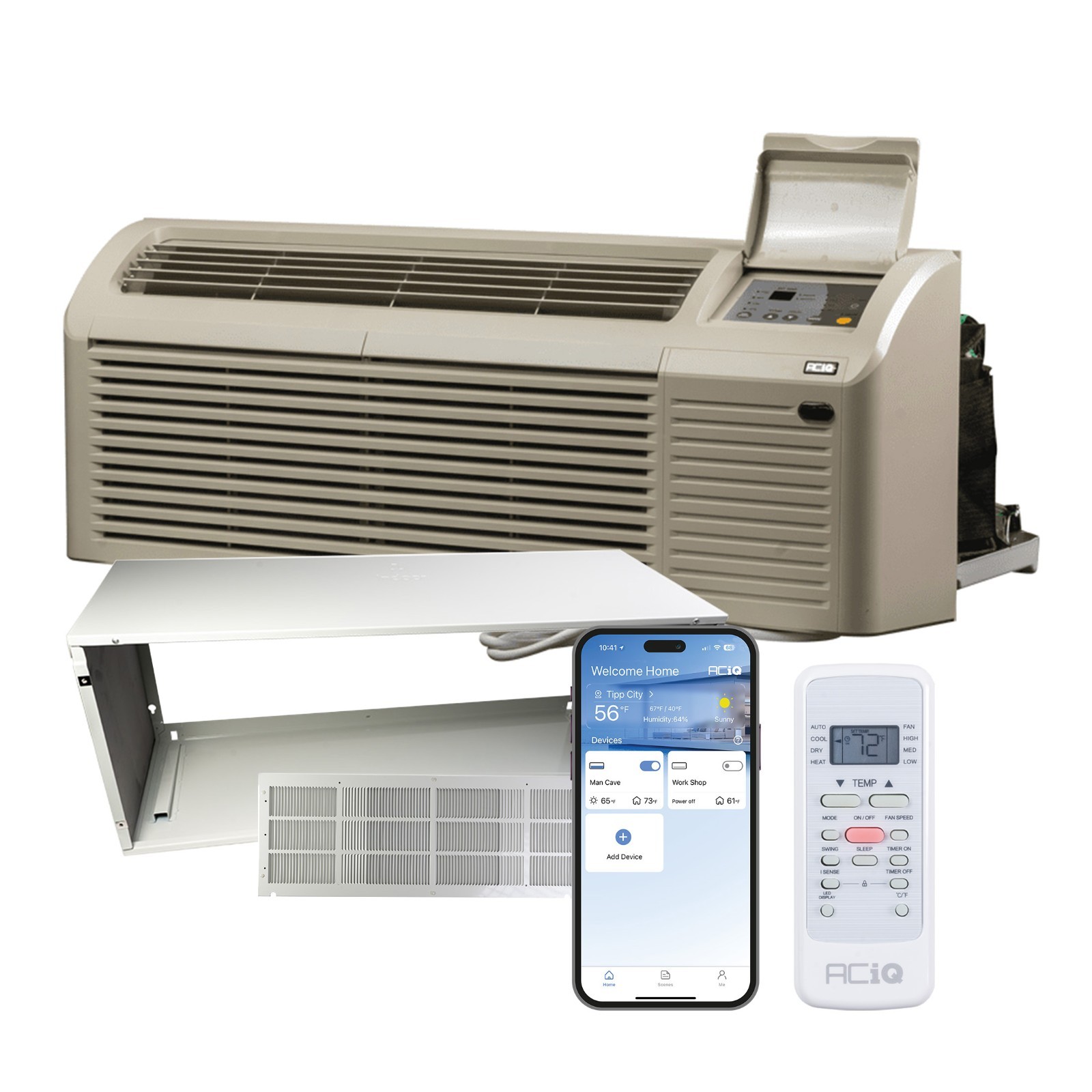 ACiQ 15000 BTU 3.5KW Inverter PTAC Heat Pump AC Unit + Sleeve & Grille, R32 230V